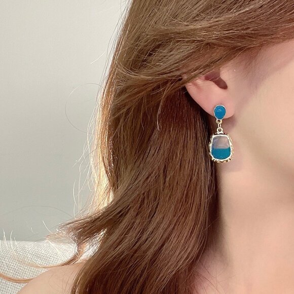 🔥2/$20 Blue Earrings S925 Silver Pin - Picture 2 of 5